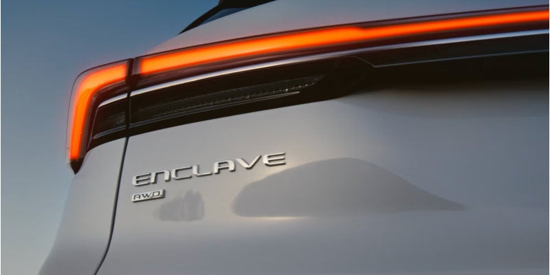 2026 Buick Enclave modern LED taillight badge detail close up