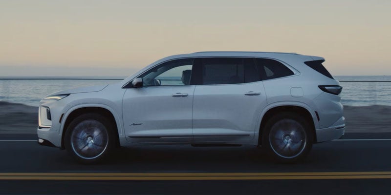 Side profile of a white 2026 Buick Enclave